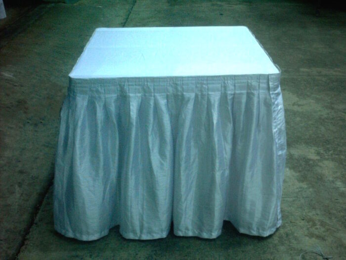 3 Ft x 3 Ft Square Table With White Top & Skirting